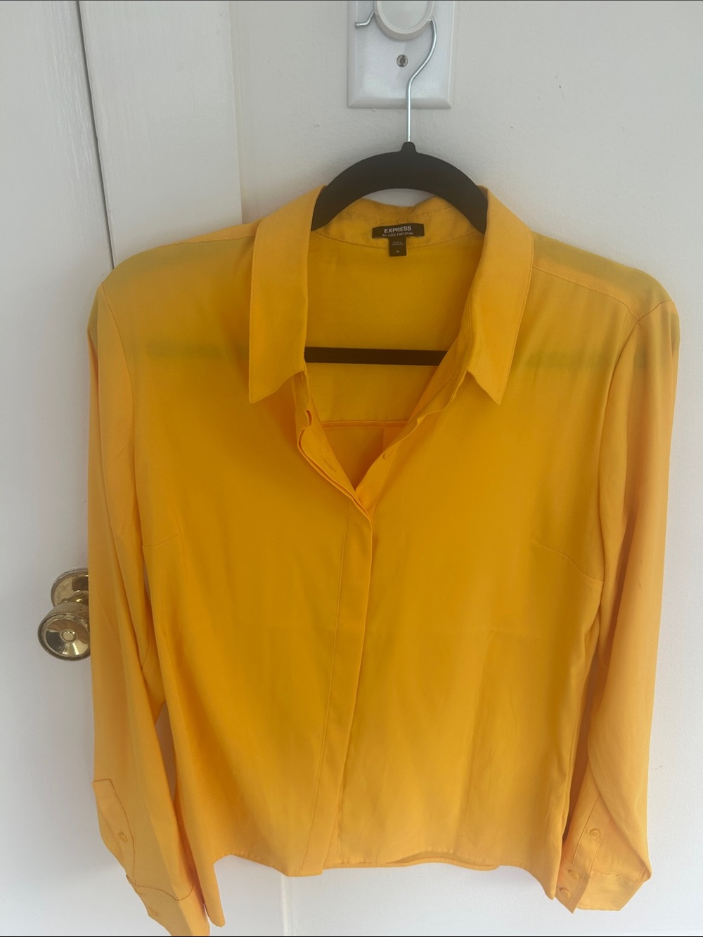 Express Yellow Button-Down Collared Blouse